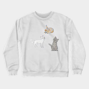 Cats everywhere pattern blue Crewneck Sweatshirt